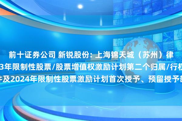 前十证券公司 新锐股份: 上海锦天城（苏州）律师事务所关于公司2023年限制性股票/股票增值权激励计划第二个归属/行权期符合归属/行权条件及2024年限制性股票激励计划首次授予、预留授予部分第一个归属期符合归属条件的法律意见书内容摘要